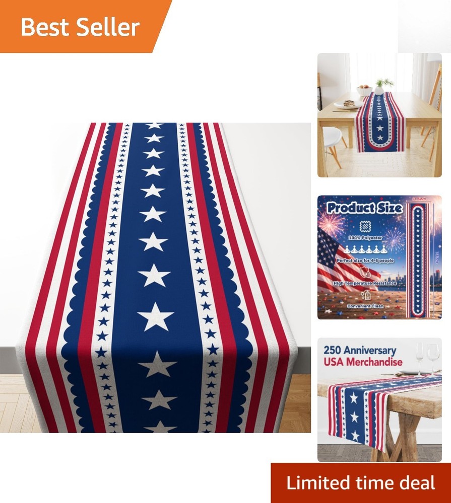 Multi-Functional Patriotic Stars Table Runner for 4th of July Celebrations