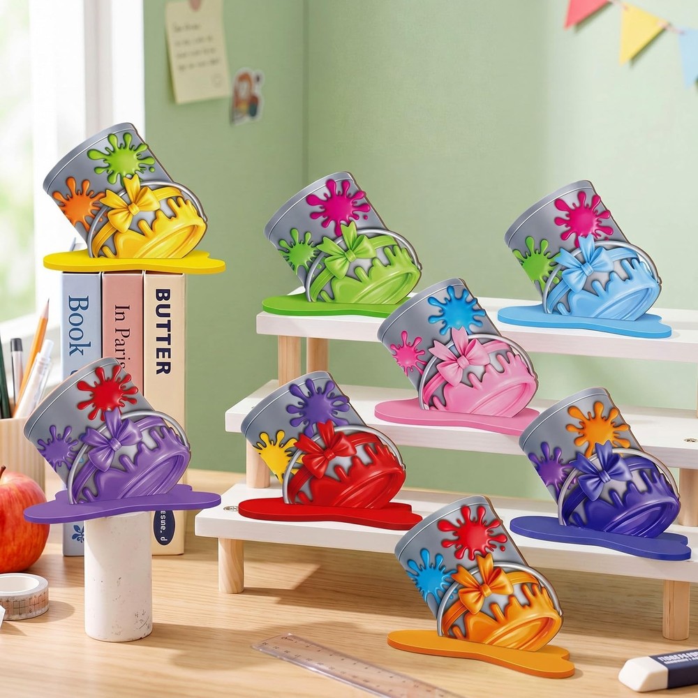 8 Pcs Art Paint Party Table Decoration Back to School Paint Can Splatter Wood…