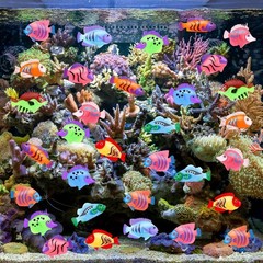 36pcs Plastic Tropical Mini Fish Toy Set for Children’s Party Supplies and Decor
