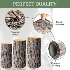 Juego de 5 cubiertas de pedestal cilíndricas de madera, con textura de madera