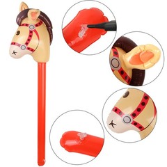4 Pieces Inflatable Stick Horse with Air Pump Inflatable Horse Head Stick Bal…