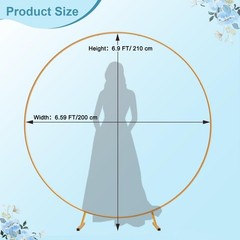 Fikowo Round Arch Backdrop Stand Kit – 7.2ft Large Golden Metal Circle Balloon A