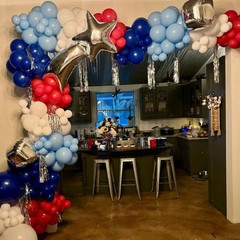 Red White Blue Balloon Arch Kit, Navy Blue Pearl Light Blue Red White Latex B…