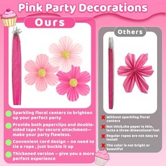 Pink Paper Flowers Decorations for Wall 14 inches, 10 8