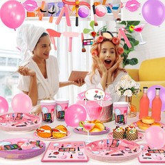 165 Makeup Party Decoratinos Cosmetic Birthday Supplies Spa Balloons Plates Set