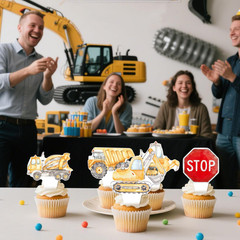 48Pcs Construction Cupcake Toppers Construction Birthday Party Dump Truck Theme