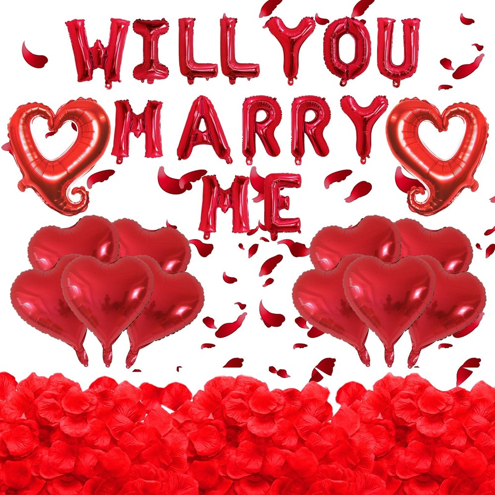 16 Inches Red Will You Marry Me Balloons Proposal Letter Balloons Kit 18″ Red…