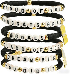 Graduation Gifts – 6 Pack Black Graduation Bracelets for Her | 2026 2027 Graduat