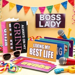 24 Designs Fun Photo Booth Props Fun Colorful Party Sign Decor Double Sided 11×5