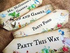 4 Peter Rabbit Character Party Decoration Arrow Signs – Can be Personalised