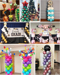 2 Pack Adjustable Balloon Column Stand Kit 7FT Metal Party Display