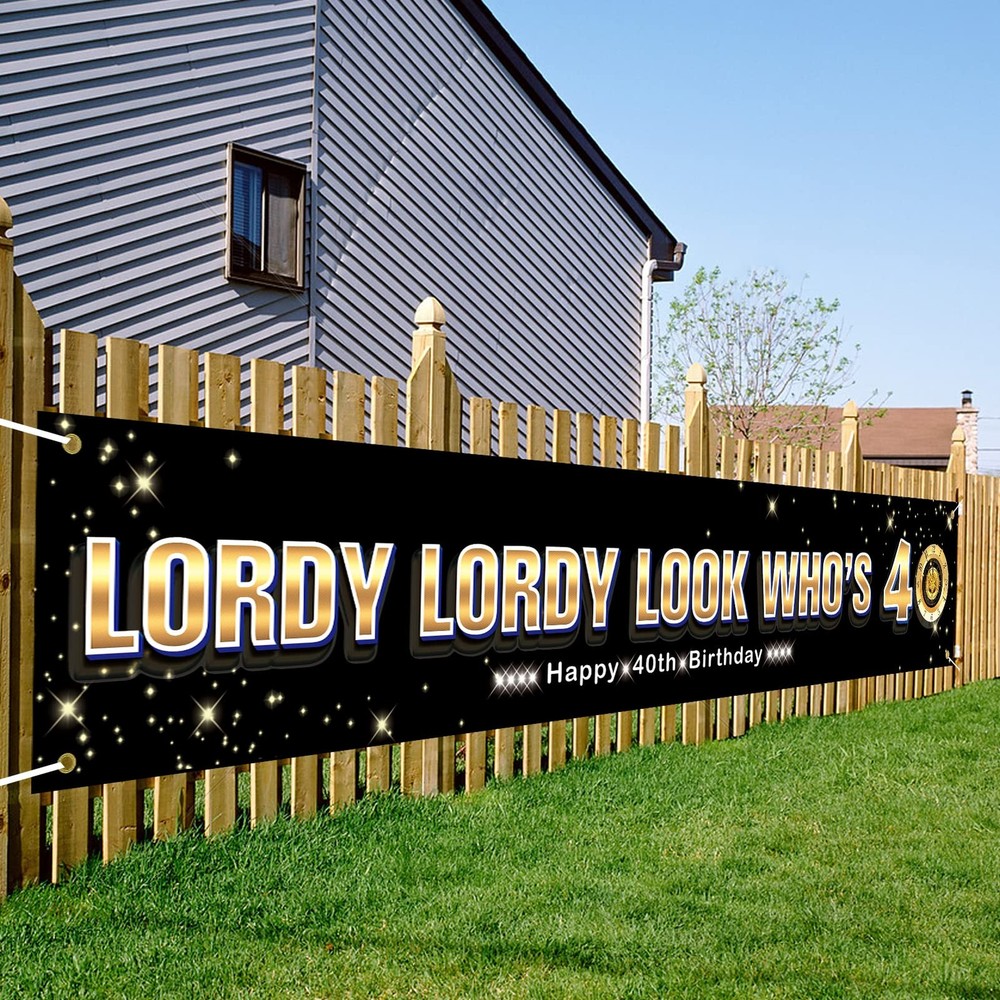 Lordy Lordy Look WhoS 40 Decorations Large Funny Forty Birthday Banner for Men