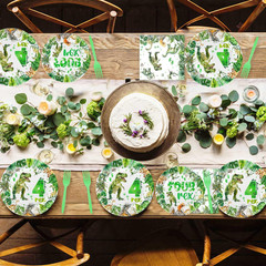 208 Pcs Dinosaur 4Th Birthday Party Supplies, Green Dino Roar I’M Four Birthday