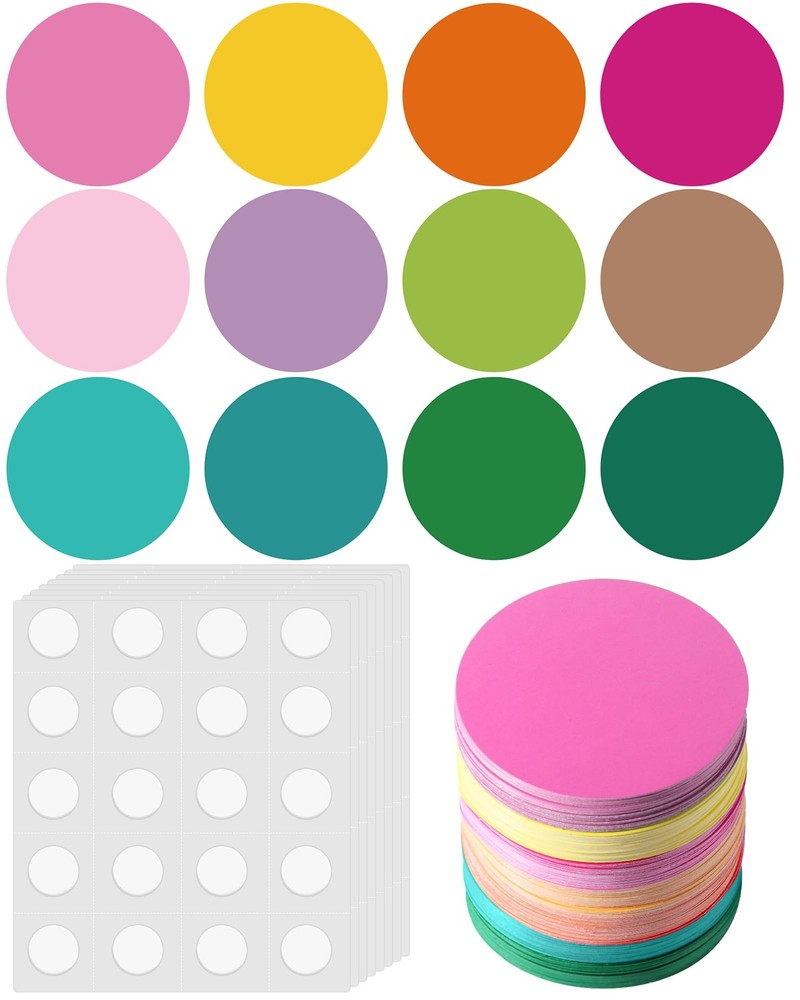 600 PCS Round Paper Cutouts 2 Inch Assorted Summer Colors Bulletin Board