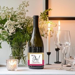 40pcs Pink Mini Wine Bottle Labels Waterproof Self-Adhesive Gender Reveal Party
