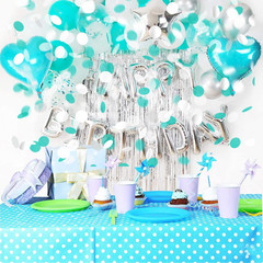 Turquoise Siver Confetti/Turquoise Graduation Decorations/Teal Silver Birthday T
