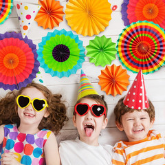 12PCS Multi-Color Hanging Paper Fans, Fiesta Party Decorations, Photo Props for