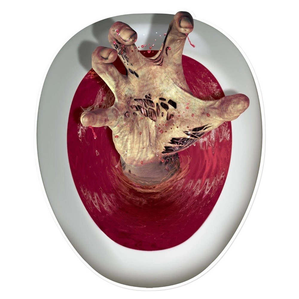 Gothic Halloween Prop-ZOMBIE GHOUL HAND TOILET TOPPER-Tattoo Bathroom Decoration