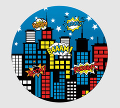 City Building Spider Round Cover Birthday Backdrop Banner Photo Background