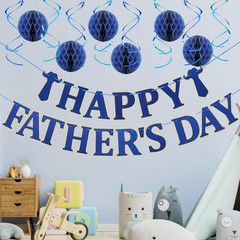 Happy Fathers Day Decorations, Father’s Day Decor Banner with Hanging Swirls, H