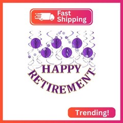 LITAUS Retirement Party Decorations Kit for Women – 16-Piece Elegant Purple Set