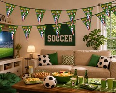 2026 Soccer Tournament String Flags – 20 Triangular Banners, Durable & Reusable