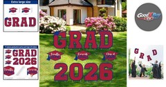 Graduation Yard Signs 11 Pcs for 2026 Lawn Party Decor with Stakes Red Blue