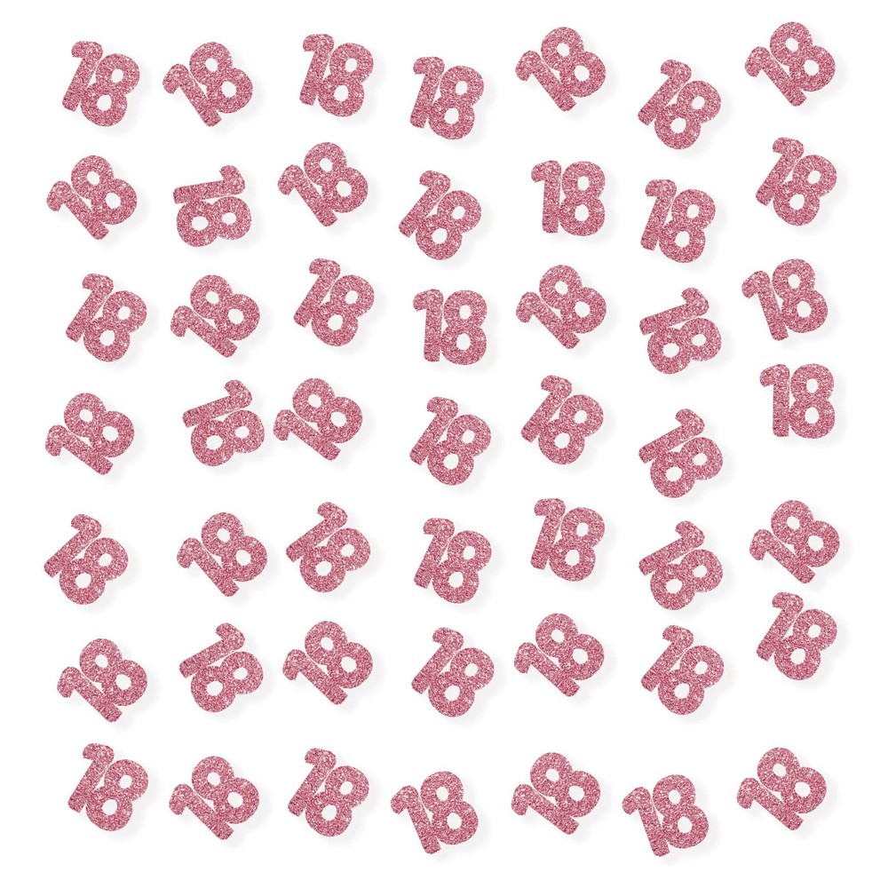 100 PCS Number 18 Confetti Pink Glitter 18th Birthday Anniversary Cake Decor