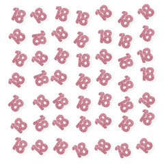 100 PCS Number 18 Confetti Pink Glitter 18th Birthday Anniversary Cake Decor