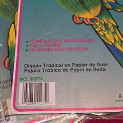 3 VTG Beistle Parrot Hanging Art Tissue Decoration Tropical Party 17″