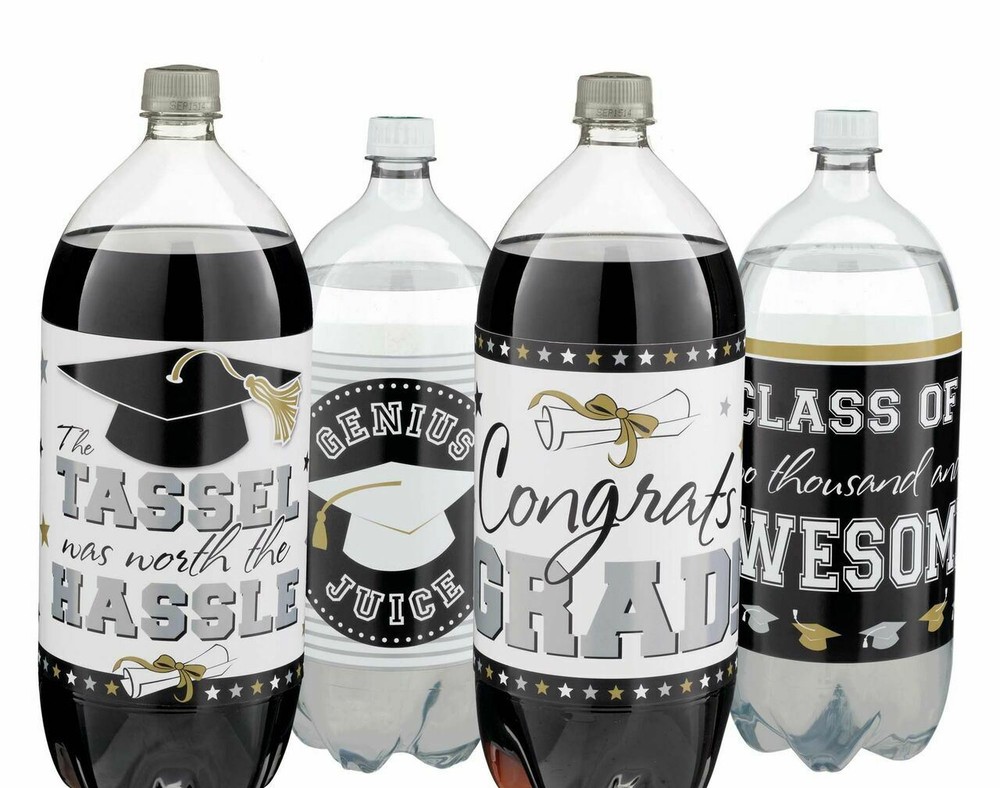 Graduation Beverage Soda 2 Liter Bottle Labels 4 Ct Awesome Grad Tassel