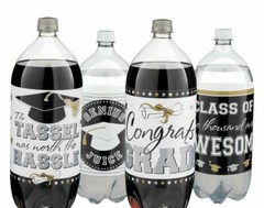 Graduation Beverage Soda 2 Liter Bottle Labels 4 Ct Awesome Grad Tassel
