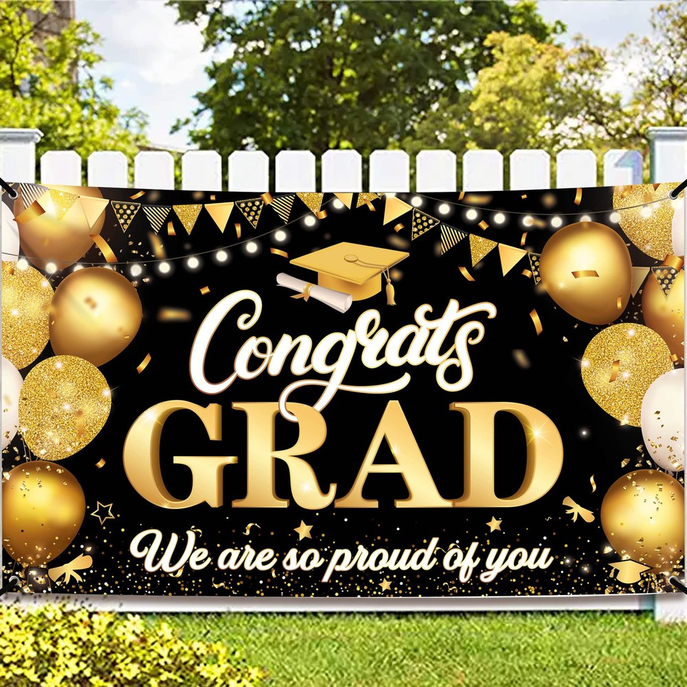XtraLarge Congrats Grad Banner – 72×44 Inch | Graduation Banner, Congratulations