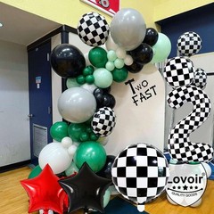 12 Pcs Black White Checkered Balloons 18 Inch, Big Black White Round Balloons…
