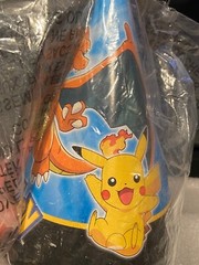 2014 8 Pokemon Party Hats w/Charizard, Pikachu, Meowth *Open/Unused* ooo1