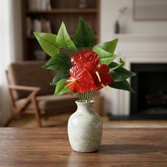 Artificial for Red Hot Poker Plant with Green Leaves for Table Centerpiece