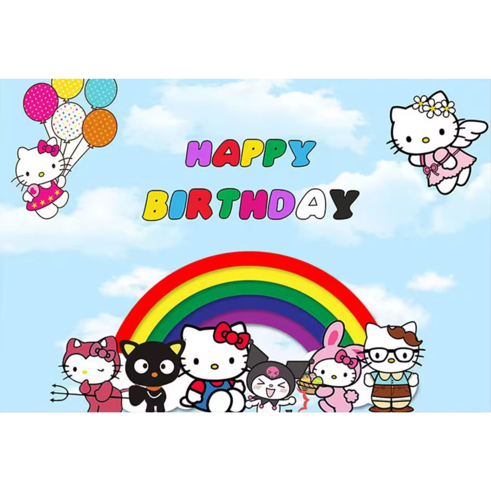 Hello Kitty Theme Party Decoration 5×3 ft Happy Birthday Backdrop Banner Decor