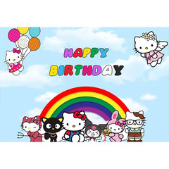 Hello Kitty Theme Party Decoration 5×3 ft Happy Birthday Backdrop Banner Decor