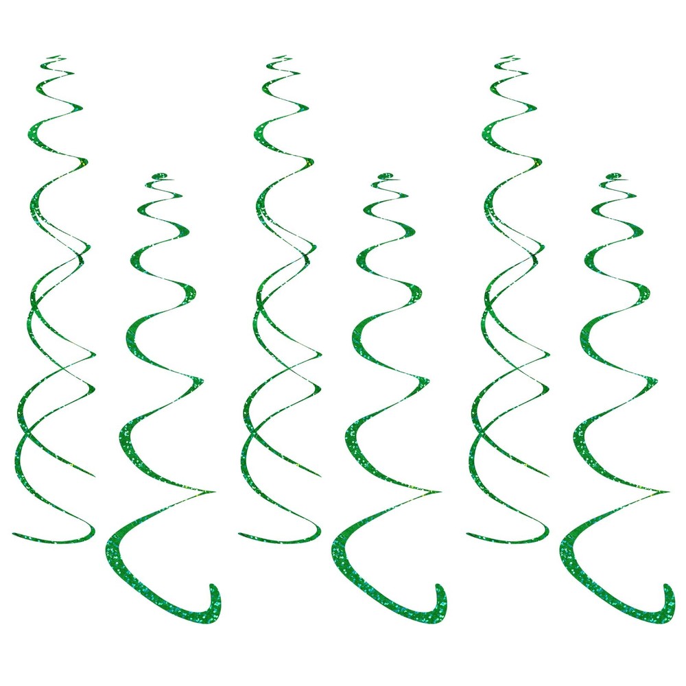 Green Hanging Swirl Foil Plastic Party Ceiling Streamer Ornament Set 30 PCS