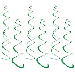 Green Hanging Swirl Foil Plastic Party Ceiling Streamer Ornament Set 30 PCS