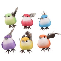 6pcs Fake Artificial Parrot Feathered Bird Budgie Garden Home Decoration Pack