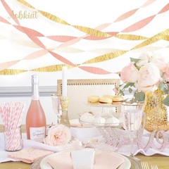 Wedding Party Decorations, 8 Rolls Pink Gold Crepe Paper Streamers for Weddin…