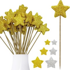 160 Pcs Gold and Silver Star Decor Set with Flat Star Picks and Mixed Sticker…