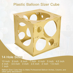14 Holes Balloon Sizer Box Cube, Yellow Plastic Balloon Measurement Box, Collaps