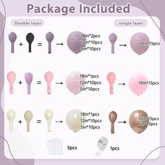 Purple Pink Beige Balloons Arch Kit, Double Stuffed Purple and Pink Balloon G…
