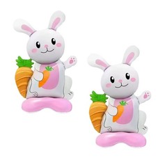 2 Pcs Cute Bunny Foil Balloon with Carrot Design,Aluminum Film Rabbit Balloon…