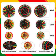Outus Black History Month Decorations Paper Fans Juneteenth Hanging Paper Fans K