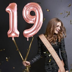 19th Birthday Decorations Set with Tiara Candles Balloons & Cake Topper