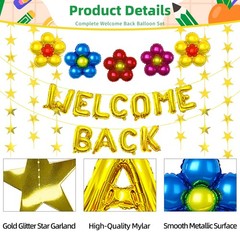 16 Inch Gold ‘WELCOME BACK’ Balloon Banner, Mylar Letter Balloons with 18 Inc…