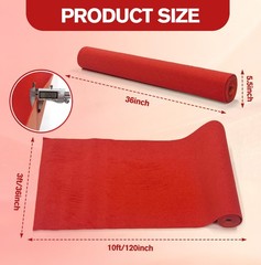 3 x 10ft Red Carpet Runner 450 GSM 5MM Extra 3′ x 10′ (Rectangular),